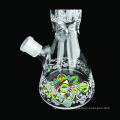 COLOR MOUTH CUSTOMIZED COLOR SANDBLASTED SERFACE DESIGN HIGH BOROSILICATE GLASS WATER PIPE WITH CLEAR BOWL AND DOWNSTEM